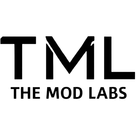 Black 'TML THE MOD LABS' logo on a white background