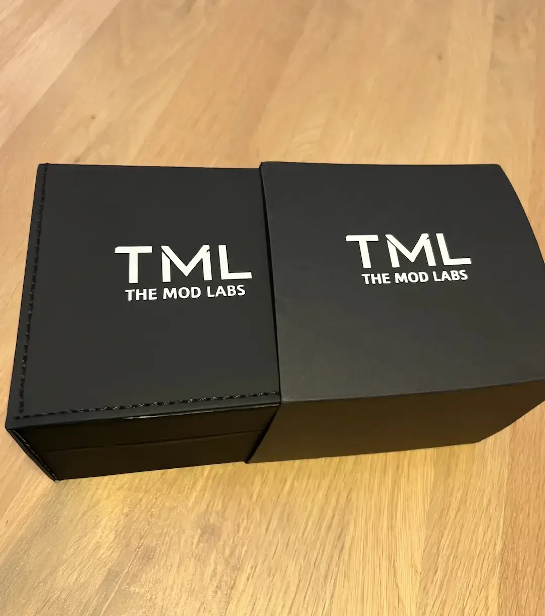 The Mod Labs watch box close up half shown