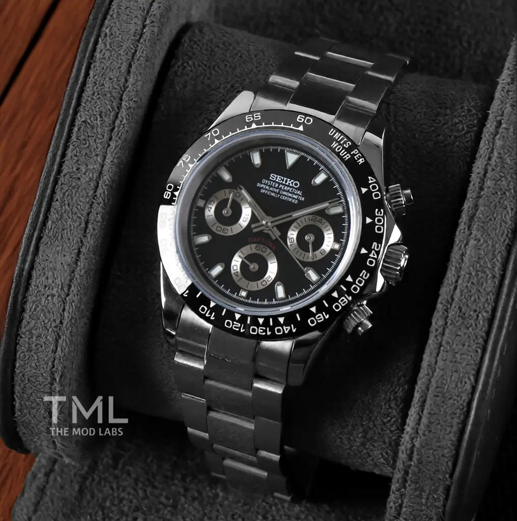 black daytona Seiko mod watch the mod labs