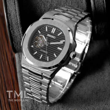 Open Heart Nautiko - Stealth Black | Nautilus Inspired Seiko Mod