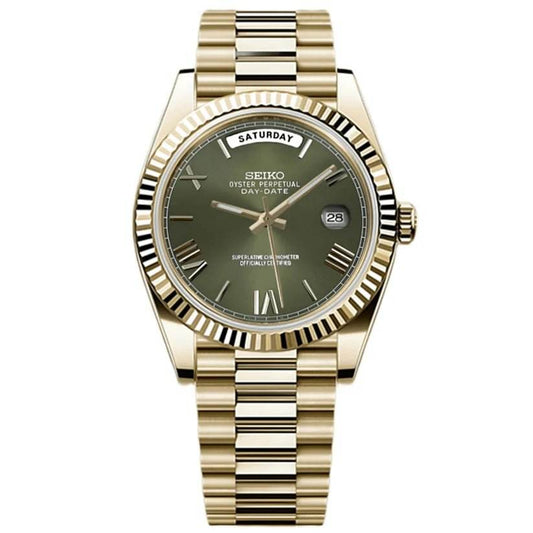 Seikojust Day Date - Imperial Gold & Mint Green - The Mod Labs