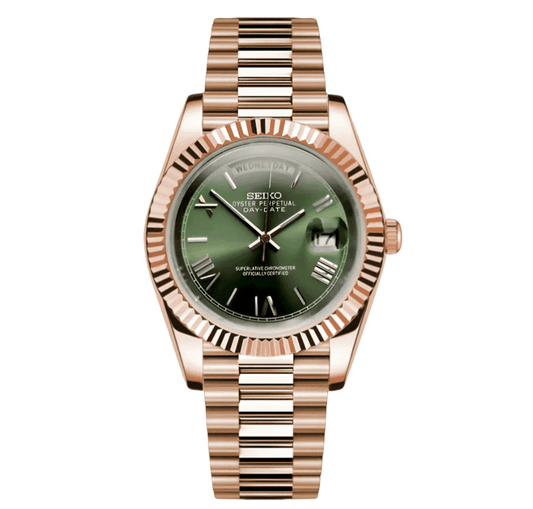 Seikojust Day Date - Rose Gold & Mint Green - The Mod Labs