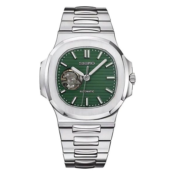 Seiko Mod | Open Heart Nautilus Forest Green