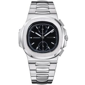 Seiko Mod | Nautilus Chronograph Stealth Black