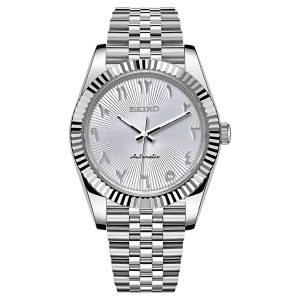 Seiko Mod | Datejust Textured Arabic White
